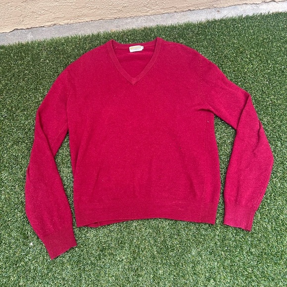 VTG 80’s Moores Burgundy Cashmere V Neck Sweater - Picture 1 of 4